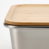 IKEA 365+ Food container with lid, large rectangular/stainless steel bamboo, 3 l