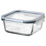 IKEA 365+ Food container with lid, square glass/plastic, 600 ml