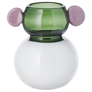 IKEA PS 2026 Vase, glass/white/green pink, 15 cm