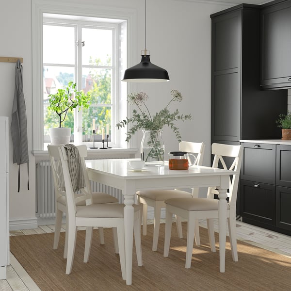 INGATORP Extendable table, white, 155/215x87 cm