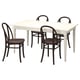 INGATORP / SKOGSBO Table and 4 chairs, white white/dark brown, 155/215 cm