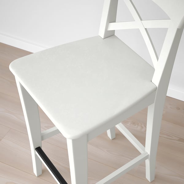 INGOLF Bar stool with backrest, white, 63 cm