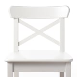INGOLF Bar stool with backrest, white, 74 cm