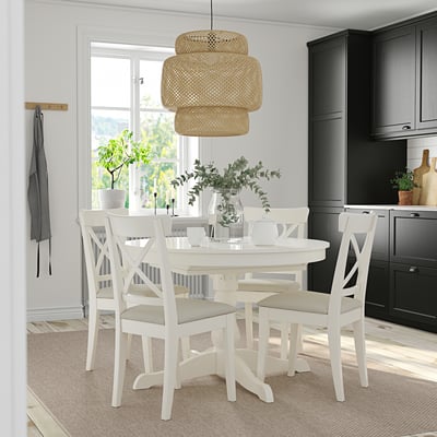 INGOLF Chair, white/Hallarp beige
