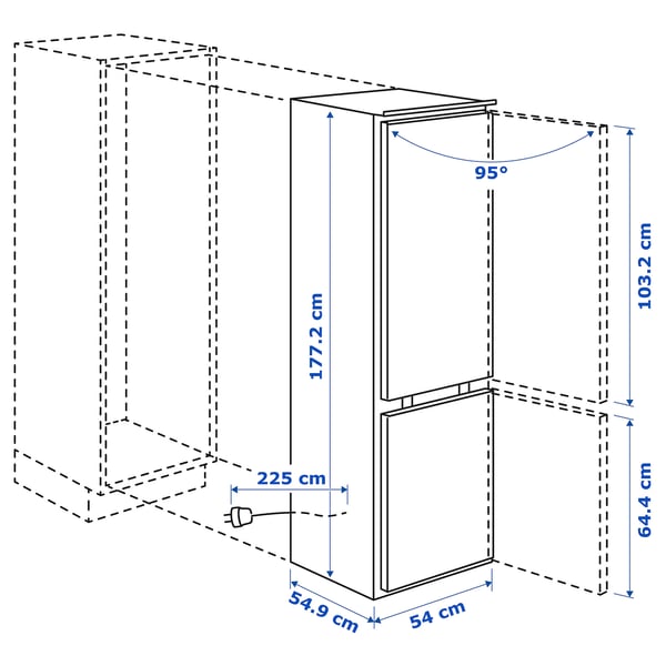 ISANDE Fridge/freezer, IKEA 700/integrated, 192/62 l