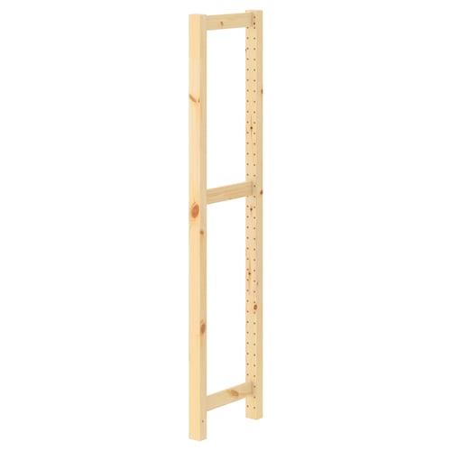 IVAR untreated pine wood frame, rectangular with evenly spaced holes, sleek and minimalist design.