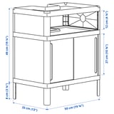 IVÖSJÖN Wash-basin base cabinet, with sliding doors/green, 50x33x57 cm