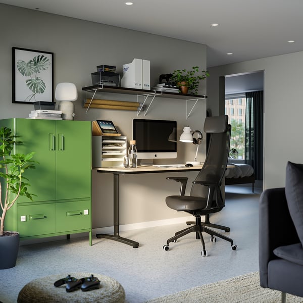 JÄRVFJÄLLET Office chair with armrests, Glose black