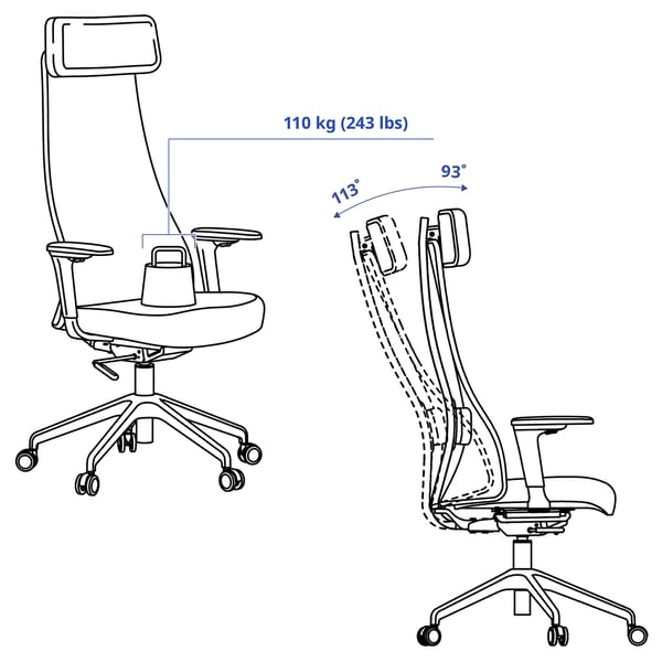 JÄRVFJÄLLET Office chair with armrests, Glose black