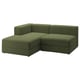 JÄTTEBO 2,5-seat mod sofa w chaise longue, left/Samsala dark yellow-green