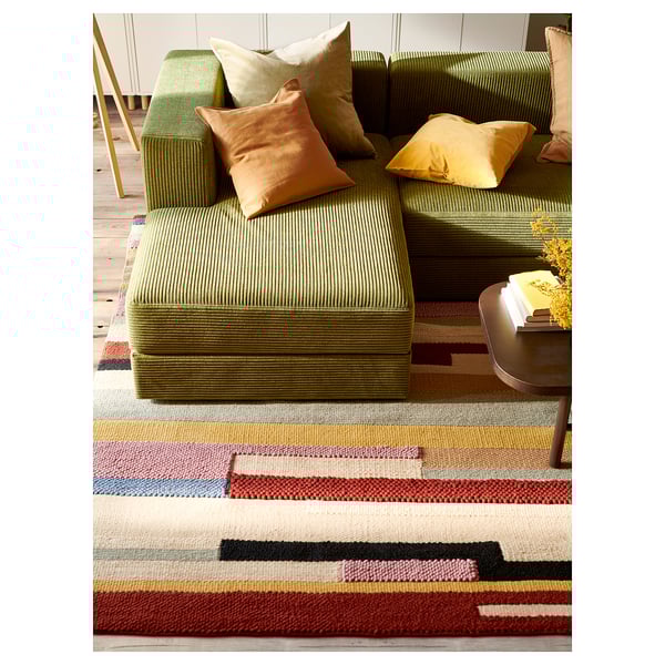 JÄTTEBO 2,5-seat mod sofa w chaise longue, left/Samsala dark yellow-green