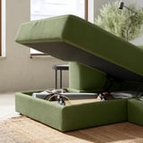 JÄTTEBO 2,5-seat mod sofa w chaise longue, left with headrest/Samsala dark yellow-green