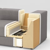 JÄTTEBO 2,5-seat mod sofa w chaise longue, left with headrest/Samsala grey-beige