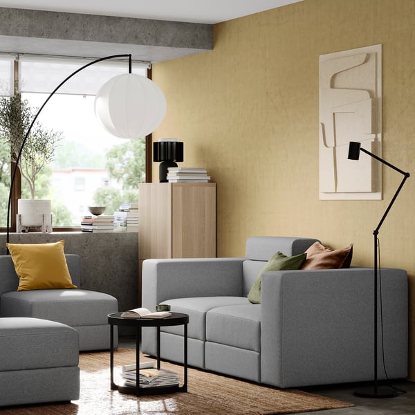 JÄTTEBO 2-seat modular sofa, with headrest/Tonerud grey