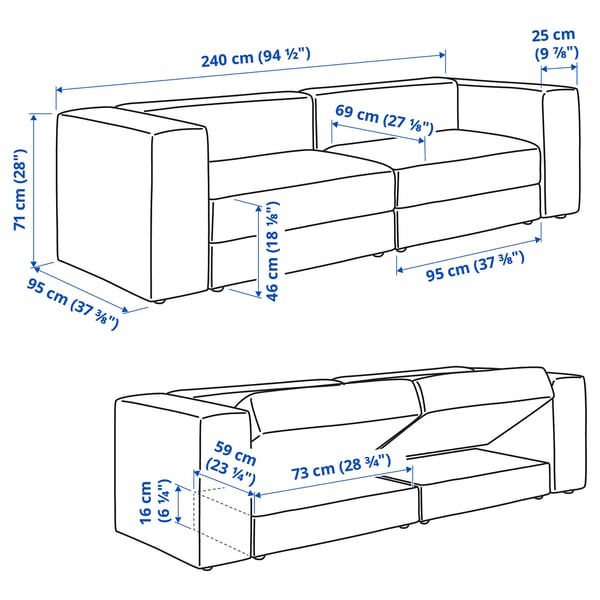 JÄTTEBO 3-seat modular sofa, Samsala grey-beige