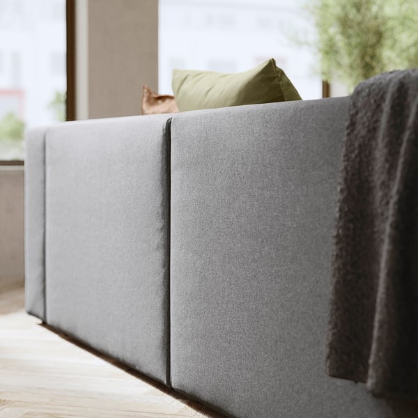 JÄTTEBO 4-seat mod sofa w chaise longue, right with headrest/Tonerud grey
