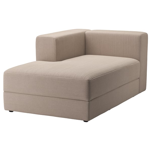 JÄTTEBO Chaise longue module, left, with armrest/Samsala grey-beige
