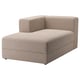 JÄTTEBO Chaise longue module, left, with armrest/Samsala grey-beige