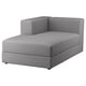 JÄTTEBO Chaise longue module, left, with armrest/Tonerud grey