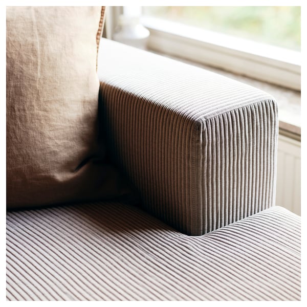 JÄTTEBO Chaise longue module, right, with armrest/Samsala grey-beige