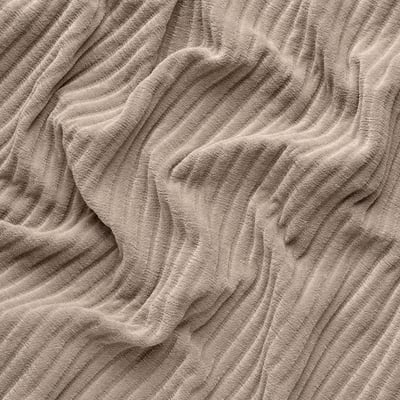 Close-up of plush, textured corduroy fabric, showcasing deep, wide wales and soft touch.
