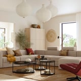 JÄTTEBO U-shaped sofa, 7-seat, with chaise longue, right with headrests/Samsala grey-beige