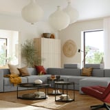 JÄTTEBO U-shaped sofa, 7-seat, with chaise longue, right with headrests/Tonerud grey