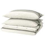 JÄTTEFRÄKEN Duvet cover and 2 pillowcases, white/dark grey, 240x220/50x80 cm