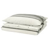 JÄTTEFRÄKEN Duvet cover and pillowcase, white/dark grey, 150x200/50x80 cm