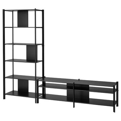 JÄTTESTA TV storage combination, black, 240x40x195 cm