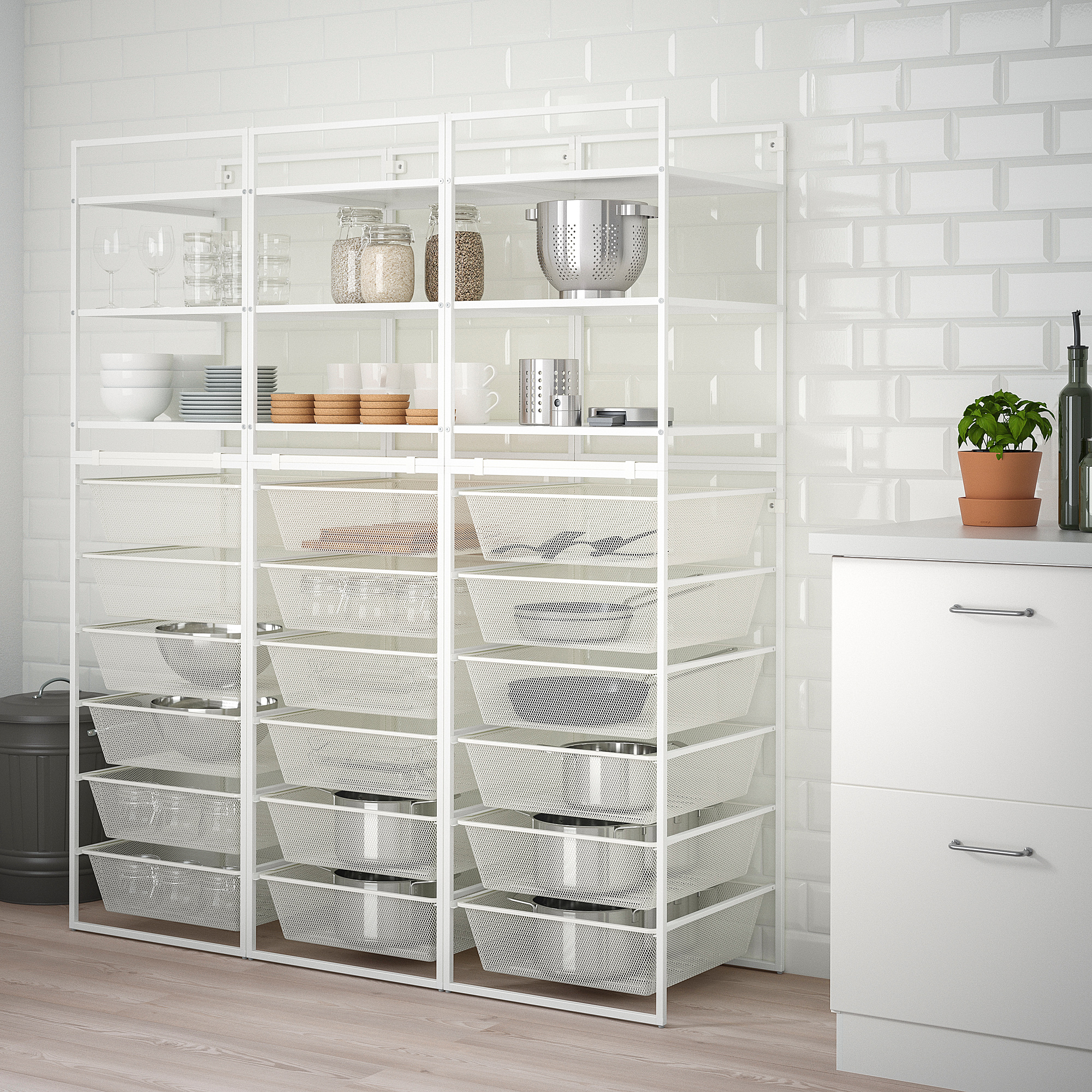 JONAXEL Open storage combination, white, 148x51x173 cm