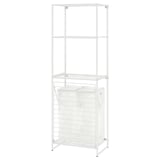 JOSTEIN Shelving unit with bags, in/outdoor wire/transparent white, 61x40/76x180 cm