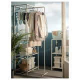 JOSTEIN Shelving unit with drying rack, in/outdoor/wire white, 61x53/117x180 cm
