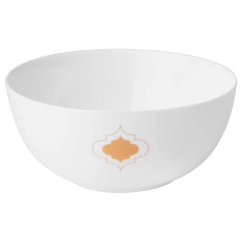 KALASBRA white bowl with gold emblem, round, glass.