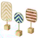 KALKKÄRR Decoration set of 3, bamboo/pine