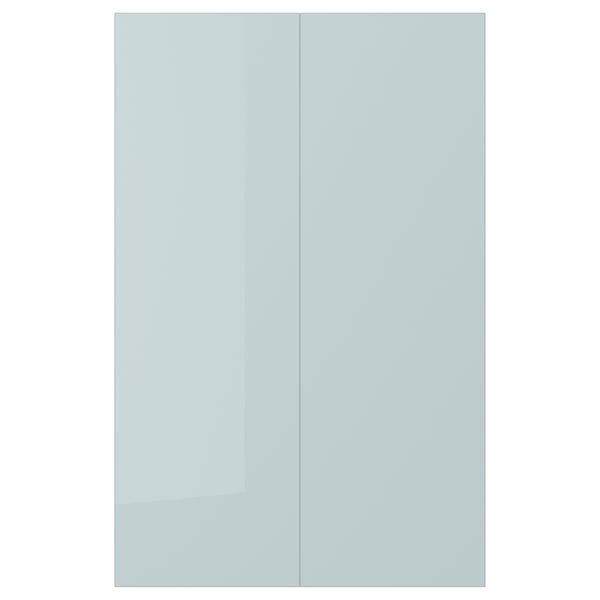 KALLARP 2-p door f corner base cabinet set, high-gloss light grey-blue, 25x80 cm