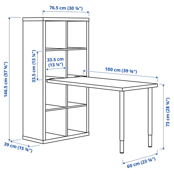 KALLAX / LINNMON Desk combination, white, 77x139x147 cm
