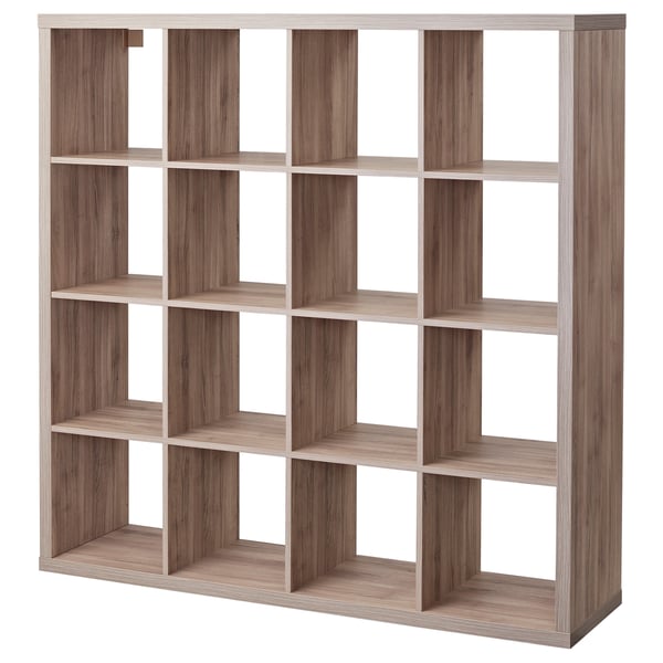 KALLAX Shelving unit, walnut effect light grey, 147x147 cm