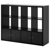 KALLAX Shelving unit with 4 inserts, black-brown, 147x112 cm