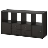 KALLAX Shelving unit with 4 inserts, black-brown, 147x77 cm