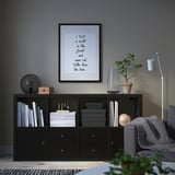 KALLAX Shelving unit with 4 inserts, black-brown, 147x77 cm