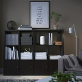 KALLAX Shelving unit with 4 inserts, black-brown, 147x112 cm