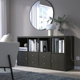 KALLAX Shelving unit with 4 inserts, black-brown, 147x77 cm