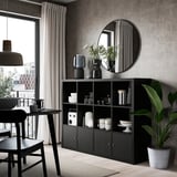 KALLAX Shelving unit with 4 inserts, black-brown, 147x112 cm