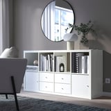 KALLAX Shelving unit with 4 inserts, high-gloss/white, 147x77 cm