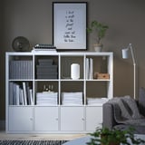 KALLAX Shelving unit with 4 inserts, white, 147x112 cm