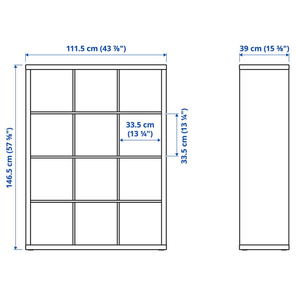 KALLAX Shelving unit with 4 inserts, white, 147x112 cm