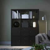 KALLAX Shelving unit with 6 inserts, black-brown, 112x147 cm