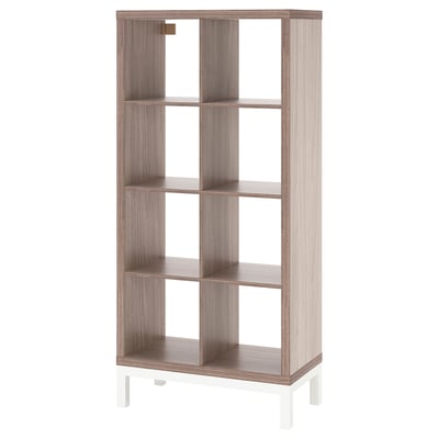 KALLAX Shelving unit with underframe, walnut effect/light grey white, 77x164 cm