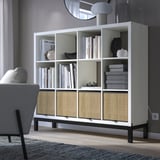 KALLAX Shelving unit with underframe, white/black, 147x129 cm